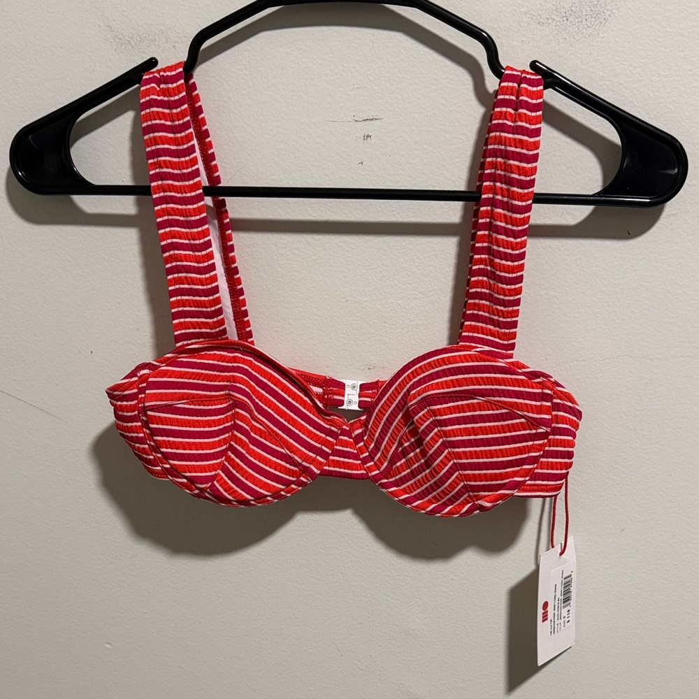 SOLID & STRIPED Striped Underwire Balconette Bikini Top